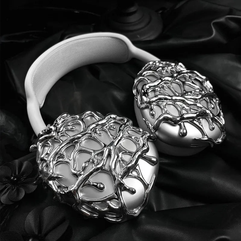 VYNTRIX Liquid Black Earphone Covers – Futuristic 3D Protective Shell