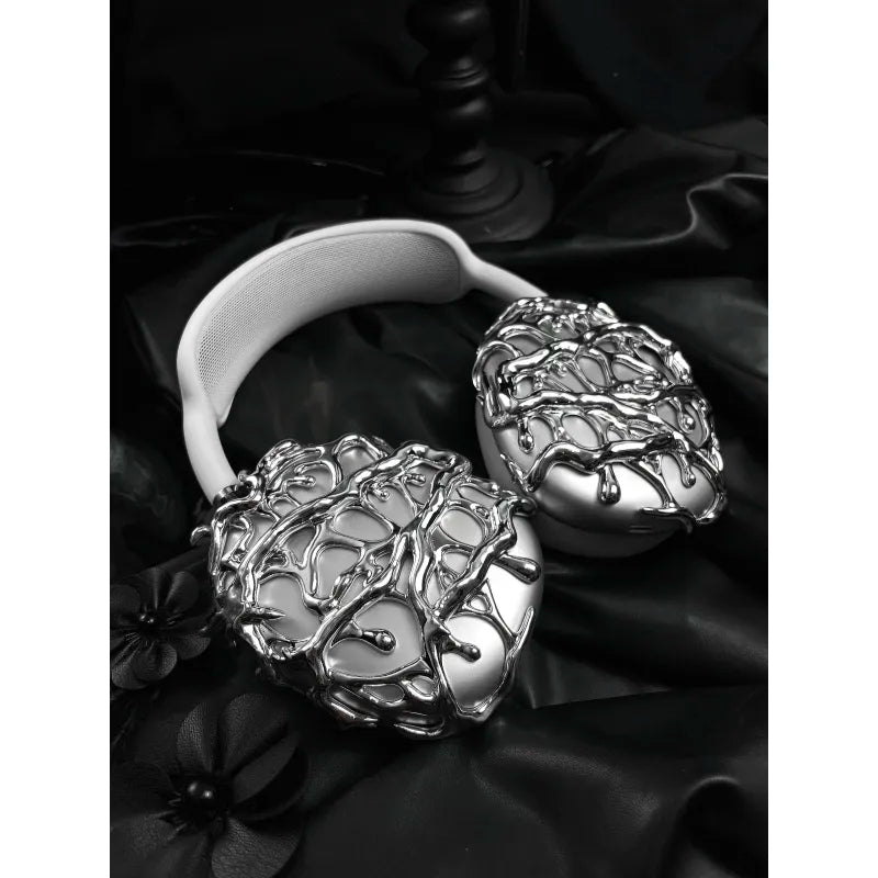 VYNTRIX Liquid Black Earphone Covers – Futuristic 3D Protective Shell