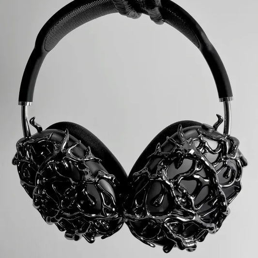 VYNTRIX Liquid Black Earphone Covers – Futuristic 3D Protective Shell